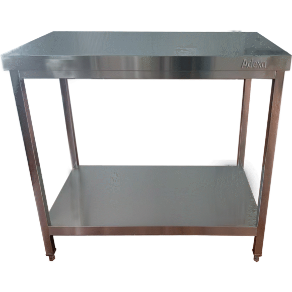 Kaupallinen työpöytä Alahylly Ruostumaton teräs Neliöjalat 1500x700x900mm | Adexa QNH1190 - Image 3