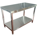 Kaupallinen työtaso Alla hylly Ruostumaton teräs Neliönmuotoiset jalat 600x800x900mm | Adexa QNH1196