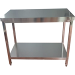 Kaupallinen työtaso Alla hylly Ruostumaton teräs Neliönmuotoiset jalat 600x800x900mm | Adexa QNH1196 - Image 2