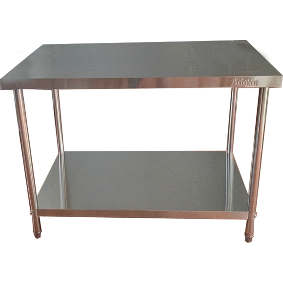 Kaupallinen työpöytä Alahylly Ruostumaton teräs Pyöreät jalat 2100x700x900mm | Adexa QNH1124 - Image 5
