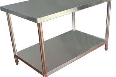 Kaupallinen työpöytä Alahylly Ruostumaton teräs Pyöreät jalat 1200x700x900mm | Adexa QNH1118