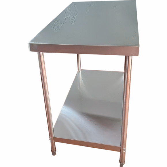 Kaupallinen työpöytä Alahylly Ruostumaton teräs Pyöreät jalat 2100x700x900mm | Adexa QNH1124 - Image 2