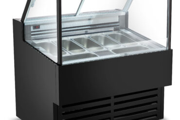 Ammattimainen Gelato- ja Jäätelötarjoilutiski 7 astiaa Suora etuosa Musta | Adexa DW7B