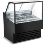 Ammattimainen Gelato- ja Jäätelötarjoilutiski 7 astiaa Suora etuosa Musta | Adexa DW7B