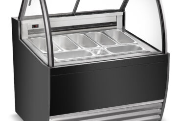 Ammattimainen Gelato- ja Jäätelöpalvelutiski 7 astiaa Kaareva etuosa Musta | Adexa DW7RB