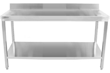 Ammattilaisen työpöytä Ruostumaton teräs Alahylly Taustapaneeli 1500x700x900mm | Adexa THATS157A