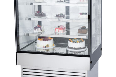 Kaupallinen kakutiski Suora etuosa 3 hyllyä 700x700x1300mm Ruostumaton teräs & Musta | Adexa HL700B3