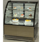 Pyöreä Etuinen Kaupakakku Laskuri 3 hyllyä 1000x700x1300mm Ruostumaton teräs & Musta | Adexa HL1000EM3 - Image 2