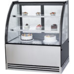 Pyöreä Etuinen Kaupakakku Laskuri 3 hyllyä 1000x700x1300mm Ruostumaton teräs & Musta | Adexa HL1000EM3