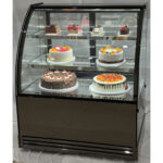 Kaupallinen kakkutiski Pyöreä etuosa 2 hyllyä 1000x700x1200 mm Musta | Adexa HL1000EM2B - Image 3