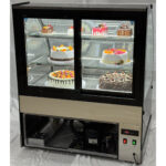 Kaupallinen kakkutiski Pyöreä etuosa 2 hyllyä 1000x700x1200 mm Musta | Adexa HL1000EM2B - Image 4