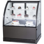 Kaupallinen kakkutiski Pyöreä etuosa 2 hyllyä 1000x700x1200 mm Musta | Adexa HL1000EM2B