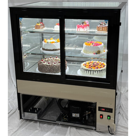 Kaupallinen Kakkutiski Suoralla etuosalla 2 hyllyä 1000x700x1200mm Ruostumaton teräs & Musta | Adexa HL1000ER2 - Image 3