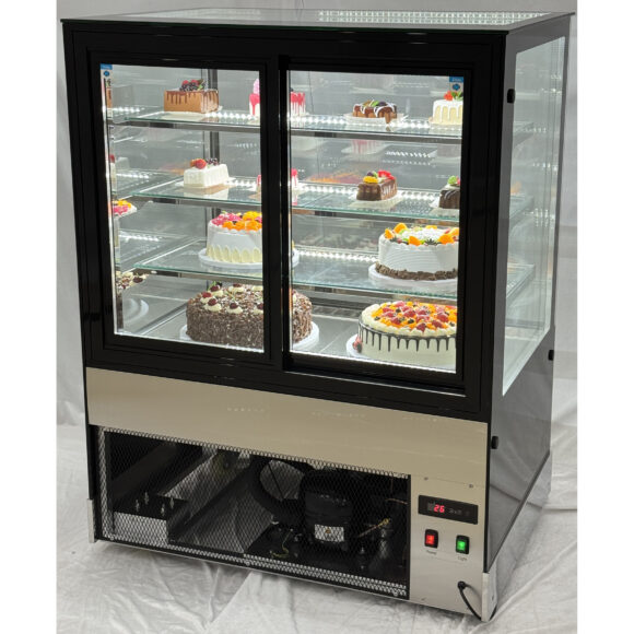 Kaupallinen kakkutiski Suora etuosa 3 hyllyä 1000x700x1300mm Ruostumaton teräs & Musta | Adexa HL1000ER3 - Image 3