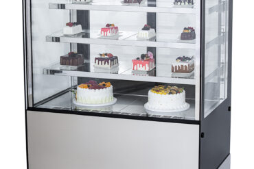 Kaupallinen kakkutiski Suora etuosa 3 hyllyä 1000x700x1300mm Ruostumaton teräs & Musta | Adexa HL1000ER3