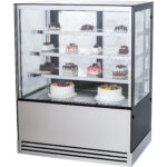 Kaupallinen kakkutiski Suora etuosa 3 hyllyä 1000x700x1300mm Ruostumaton teräs & Musta | Adexa HL1000ER3