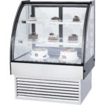 Kaupallinen Kakkutiski Pyöristetty etu 2 hyllyä 900x700x1200mm Ruostumaton teräs & Musta | Adexa HL900S2