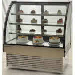 Kaupallinen kakkutiski pyöristetty etuosa 2 hyllyä 1200x700x1200mm ruostumaton teräs & musta | Adexa HL1200S2 - Image 3