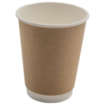 500 kpl kompostoitavia kahvikuppeja, kaksinkertainen seinämä, 12oz/355ml, kraft | Adexa PCDW12K