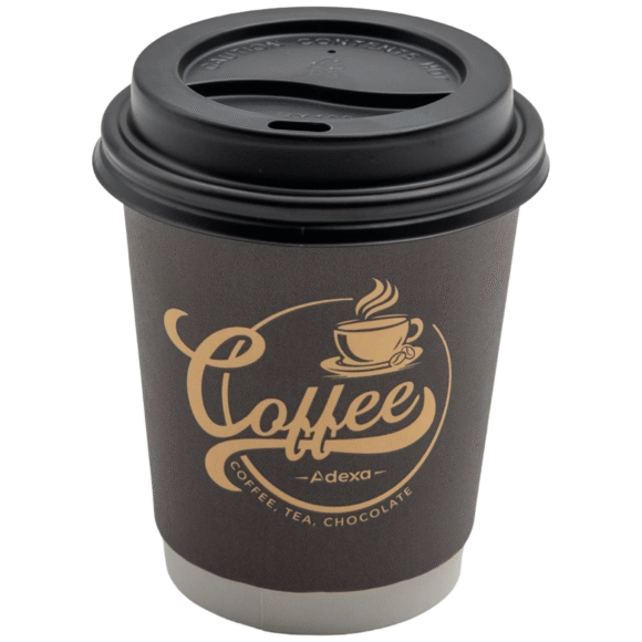 500 kpl Kompostoituvat Kahvikupit Kaksoisseinä 8oz/237ml Ruskea kuviolla | Adexa PCDW8B - Image 2