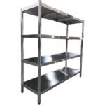 Ruostumattomasta teräksestä valmistettu hyllystö Pyöreät jalat 4 hyllyä | Adexa QHRS1505 - Image 6