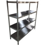 Ruostumattomasta teräksestä valmistettu hyllystö Pyöreät jalat 4 hyllyä | Adexa QHRS1505