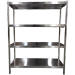 Ruostumattomasta teräksestä valmistettu hyllystö Pyöreät jalat 4 hyllyä | Adexa QHRS1505 - Image 3