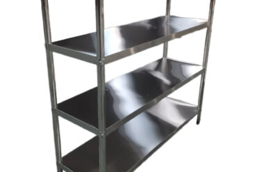 Ruostumattomasta teräksestä valmistettu hyllystö Pyöreät jalat 4 hyllyä | Adexa QHRS1505