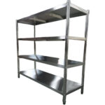 Ruostumattomasta teräksestä valmistettu hyllystö Pyöreät jalat 4 hyllyä | Adexa QHRS1505 - Image 2