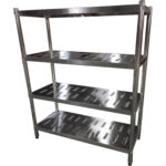 Ruostumattomasta teräksestä valmistettu hyllysarja Pyöreät jalat 4 reiällistä hyllyä | Adexa QHRSP1805