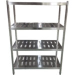 Ruostumattomasta teräksestä valmistettu hyllysarja Pyöreät jalat 4 reiällistä hyllyä | Adexa QHRSP1805 - Image 2