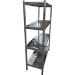 Ruostumattomasta teräksestä valmistettu hyllysarja Pyöreät jalat 4 reiällistä hyllyä | Adexa QHRSP1805 - Image 6