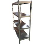 Ruostumattomasta teräksestä valmistettu hylly, nelikulmaiset jalat, 4 hyllyä | Adexa QHSS1805 - Image 2