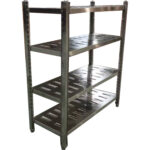 Ruostumattomasta teräksestä valmistettu hyllystö, 4 säädettävää reikähyllyä | Adexa QHSSAP1205 - Image 5