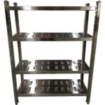 Ruostumattomasta teräksestä valmistettu hyllystö, 4 säädettävää reikähyllyä | Adexa QHSSAP1205 - Image 3