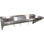 Ruostumaton teräs Seinä hylly 1 taso koukuilla | Adexa QHWSH1530