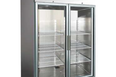 1300lt Ruostumattomasta teräksestä valmistettu kaupallinen pakastinkaappi kaksoislasiovilla GN2/1 Ilmastettu jäähdytys | Adexa F1400VGLASS