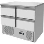 Jääkaapilla varustettu valmistelupöytä 4 laatikkoa 260l | Adexa THS9014D