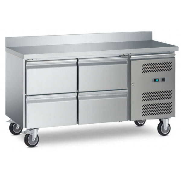 Kaupallinen Jääkaappipöytä 4 laatikkoa Syvyys 700mm Taustalevy | Adexa 4DRG22V