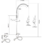 Esihuuhdelesuihkulaite Kansiasennus Nostokahva Yksi reikä Kaksoisliitäntä Korkeus 550mm Reikä 22mm Ruostumaton teräs | Adexa 6801A - Image 2