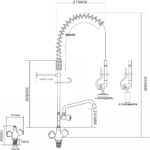 Esihuuhtelu-suihkuyksikkö, jossa hana, Dekki-asennus, Kääntökahva, Yksi reikä, Kaksoisliitäntä, Korkeus 650 mm, Reikä 30 mm Ruostumaton teräs | Adexa 6802A08 - Image 2