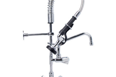 Esihuuhtelu-suihkuyksikkö, jossa hana, Dekki-asennus, Kääntökahva, Yksi reikä, Kaksoisliitäntä, Korkeus 650 mm, Reikä 30 mm Ruostumaton teräs | Adexa 6802A08