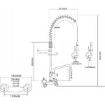 Esihuuhteluruisku yksikkö ja hana Seinäasennus Käännettävä kahva Kaksi reikää Kaksoisliitäntä Korkeus 640mm Reikä 18mm Ruostumaton teräs | Adexa 6803A08 - Image 2
