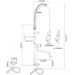 Esihuuhtelusuutin, jossa hanakansi Lift grip Yksi reikä Kaksoisliitäntä Korkeus 1210mm Reikä 22mm Ruostumaton teräs | Adexa 6901A12 - Image 2