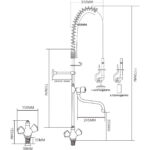 Esihuuhtelusuihkuyksikkö hanalla, kannelle asennettava, kääntöpidike, yhden reiän, kaksoisliitäntä, korkeus 1170 mm, reikä 30 mm, ruostumaton teräs | Adexa 6902A12 - Image 2