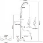 Esihuuhtelusuihkuyksikkö hanalla, seinäasennus, kääntökahva, kaksi reikää, kaksoisyhteys, korkeus 1150mm, reikä 18mm, ruostumaton teräs | Adexa 6903A12 - Image 2