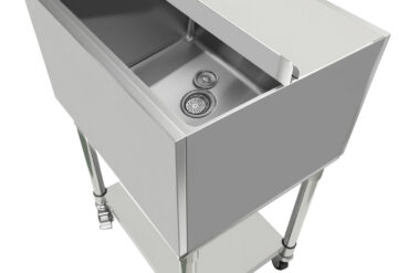 Kaupallinen jäähdytysastia, jossa on kaksi muovista tarjotinta, pyörät ja kansi, ruostumatonta terästä, 30 litraa | Adexa CIBT1924C