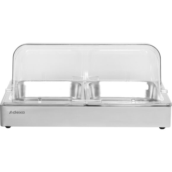 Rullatasonäyttökaappi 2xGN1/2 Ruostumaton teräs | Adexa CRD2 - Image 2