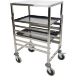 Pan-teline, jossa ylähylly 6x600x400mm tarjottimia, Ruostumatonta terästä, 470x620x970mm, Kerrosväli 80mm | Adexa RT6406T