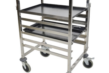 Pan-teline, jossa ylähylly 6x600x400mm tarjottimia, Ruostumatonta terästä, 470x620x970mm, Kerrosväli 80mm | Adexa RT6406T